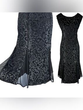 R&M Richards Sz 12 Velvet Lace Fit & Flare Dress Whimsygoth Fairy Grunge Formal